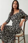 Dorothy Perkins Mono Leopard Print Sweetheart Midi Dress thumbnail 1