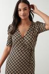 Dorothy Perkins Geo Print Wrap Ruched Sleeve Midi Dress thumbnail 4