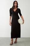Dorothy Perkins Black Wrap Ruched Sleeve Midi Dress thumbnail 2