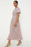 Dorothy Perkins Rose Print Shirred Cuff Midi Dress thumbnail 4