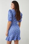 Dorothy Perkins Tall Blue Spot Ruffle Hem Wrap Mini Dress thumbnail 3