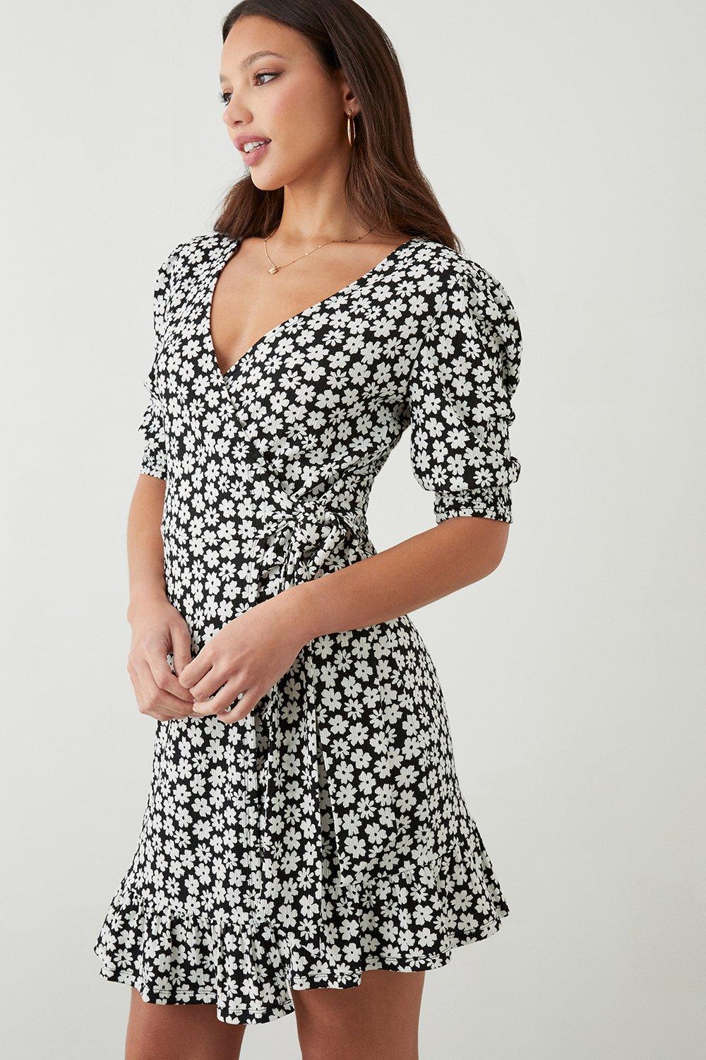 Ruffle hem hotsell wrap dress