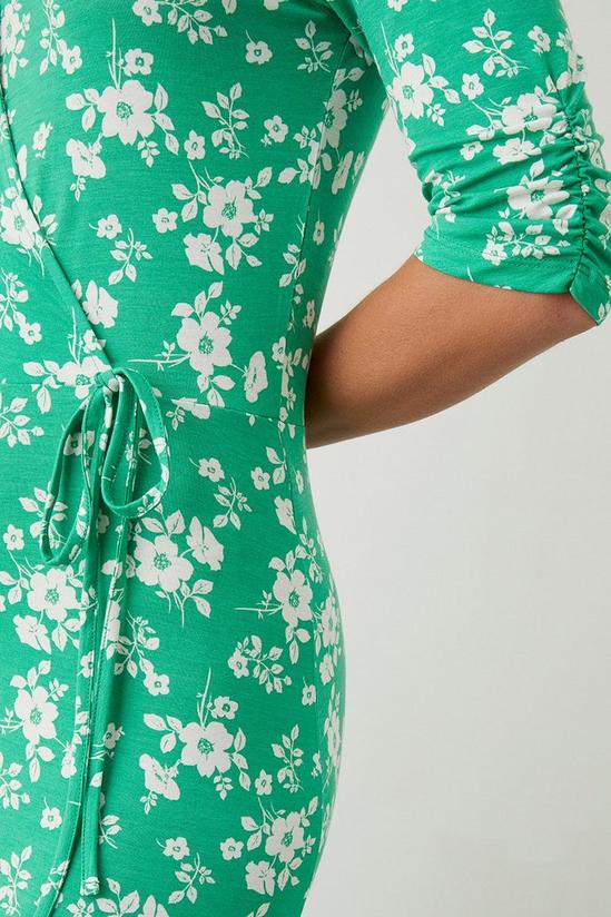Dorothy Perkins Tall Green Floral Wrap Midi Dress 4