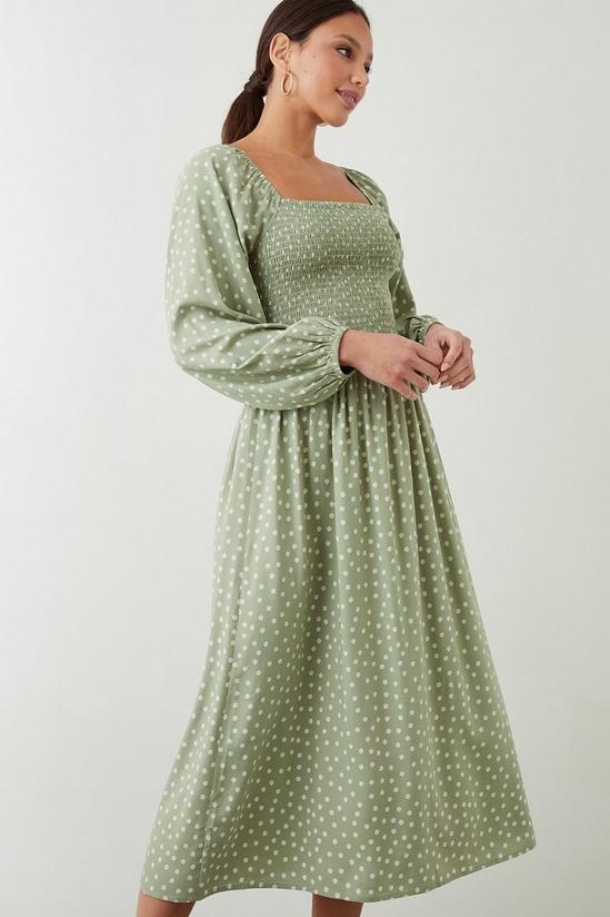 Dorothy Perkins Sage Ditsy Shirred Bodice Midi Dress 4