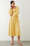 Dorothy Perkins Yellow Ditsy Shirred Bodice Midi Dress thumbnail 1