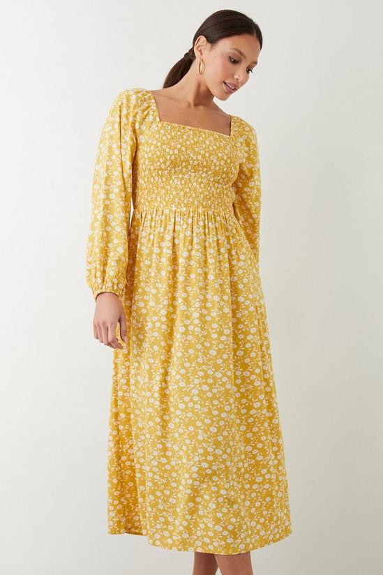 Dorothy Perkins Yellow Ditsy Shirred Bodice Midi Dress 2