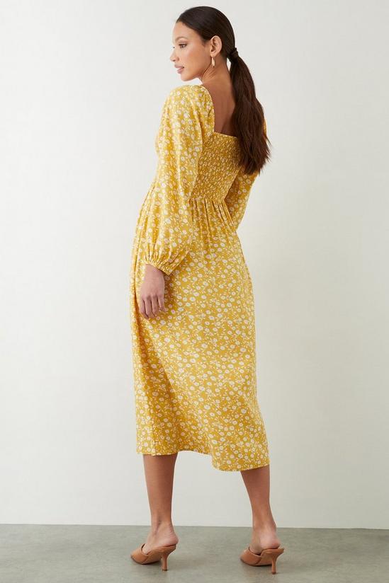 Dorothy Perkins Yellow Ditsy Shirred Bodice Midi Dress 3