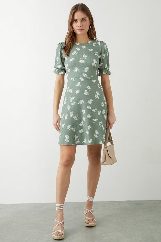 Dorothy Perkins Khaki Ditsy Print Short Sleeve Mini Dress 2