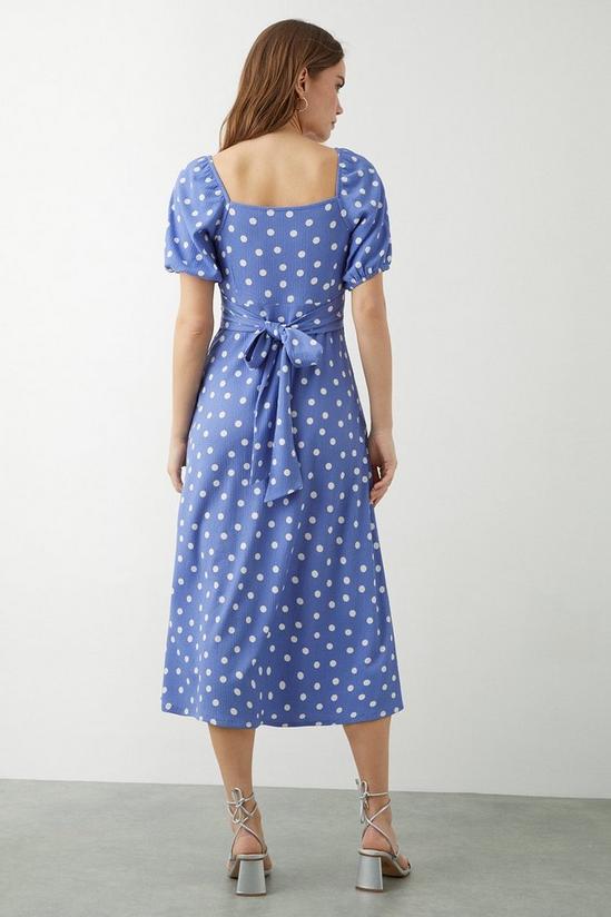 Dorothy Perkins Blue Spot Print Square Neck Midi Dress 3