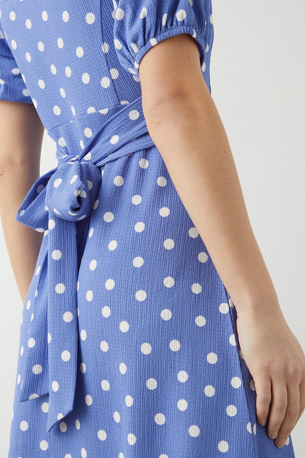 Dresses Blue Spot Print Square Neck Midi Dress Dorothy Perkins