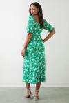 Dorothy Perkins Green Floral Sweetheart Neck Midi Dress thumbnail 3