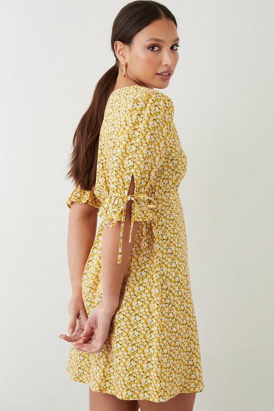 Dorothy Perkins Yellow Ditsy Tie Sleeve Mini Dress 3