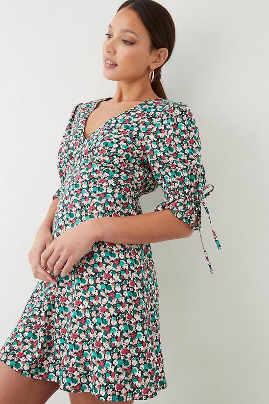 Dorothy Perkins Floral Tie Sleeve Mini Dress 1