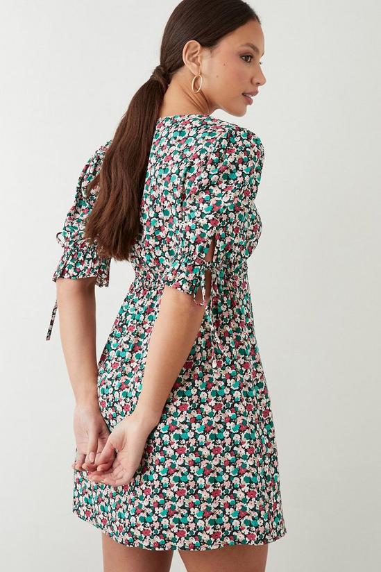 Dorothy Perkins Floral Tie Sleeve Mini Dress 3