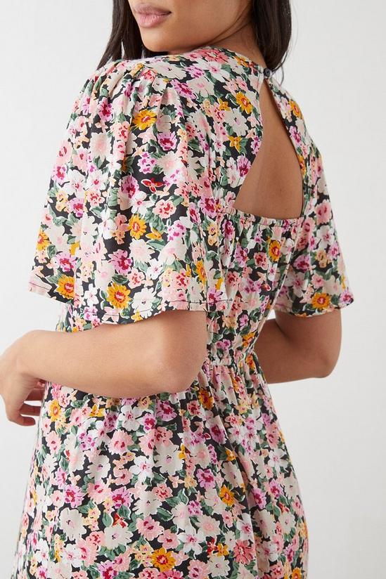 Dorothy Perkins Pink Floral Flutter Sleeve Midi Dress 4