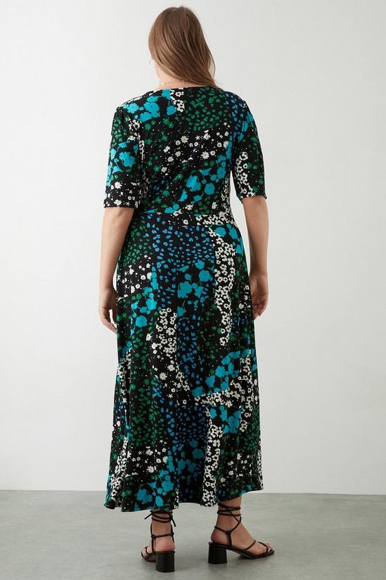 Dorothy Perkins Curve Blue Floral Mix And Match Wrap Midi Dress 3