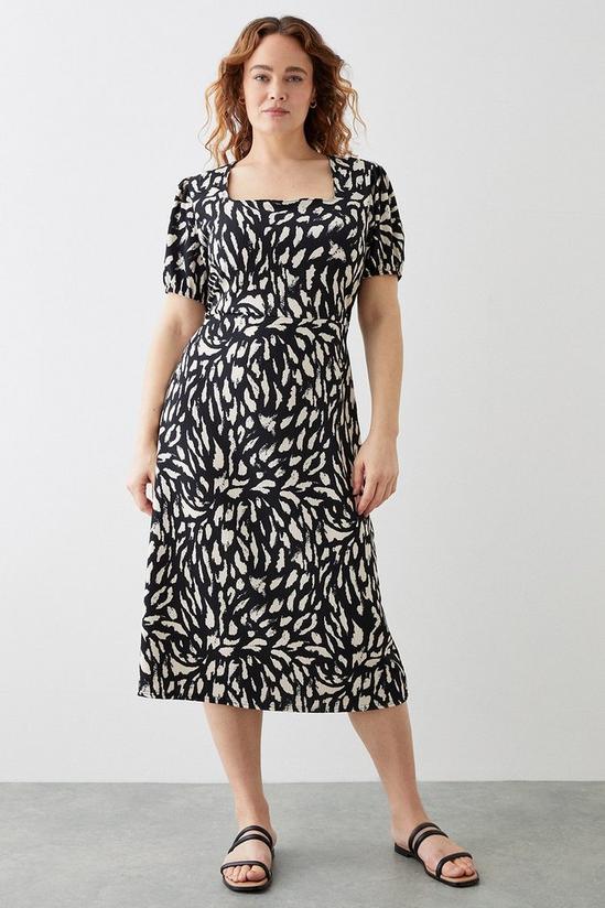 Dorothy Perkins Curve Large Animal Textured Square Neck Midi Dress 1