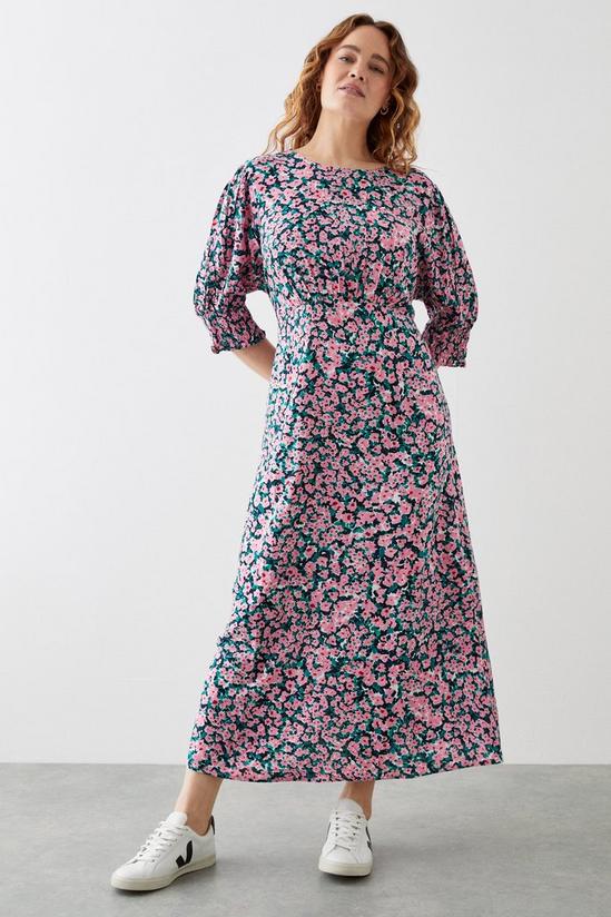 Dorothy Perkins Curve Pink Floral Empire Midi Dress 1