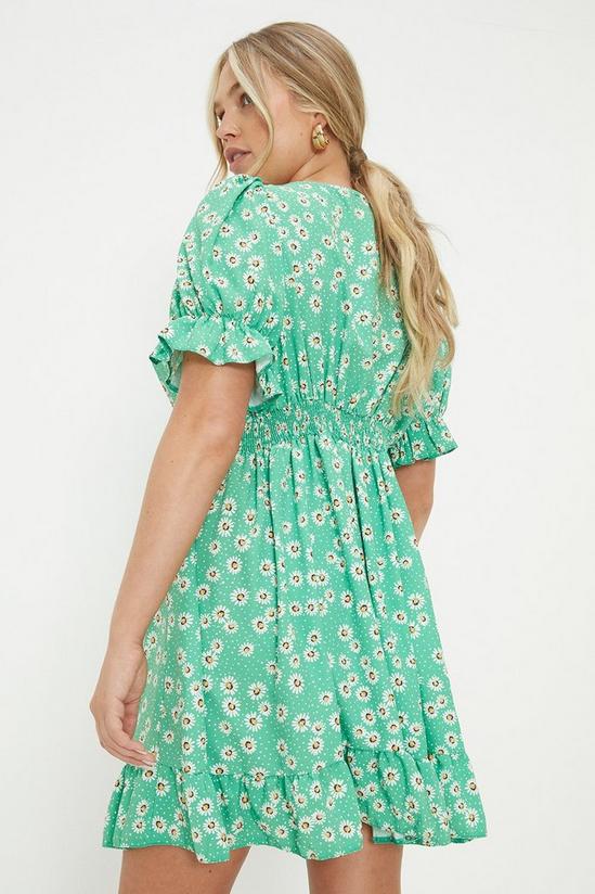 Dorothy Perkins Curve Green Daisy Ruffle Hem Mini Dress 3