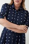 Dorothy Perkins Curve Navy Spot Short Sleeve Shirt Dress thumbnail 4
