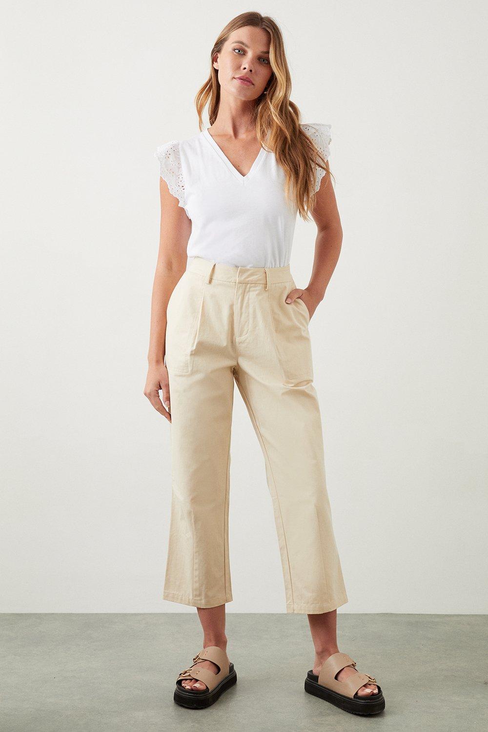 Womens Cotton Crop Trousers