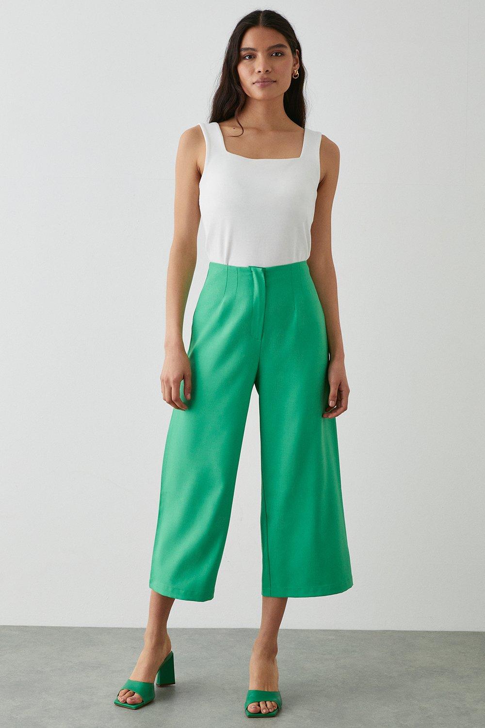 Women’s High Waist Culotte Trousers - green - 16