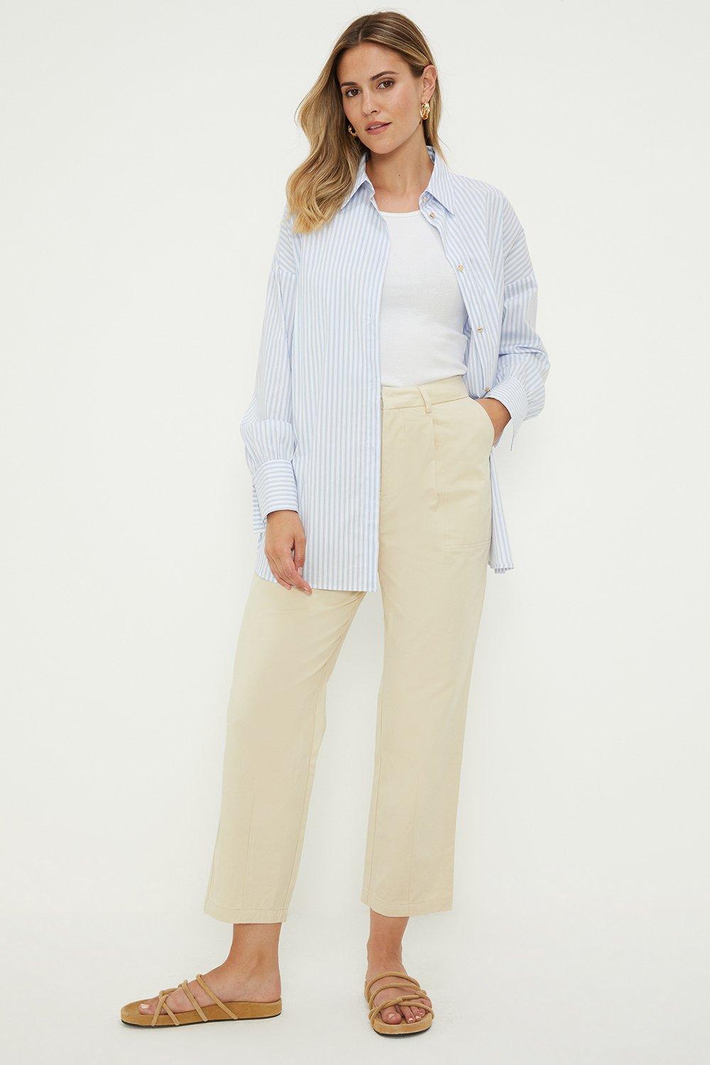 Women’s Tall Cotton Crop Trousers - cream - 14