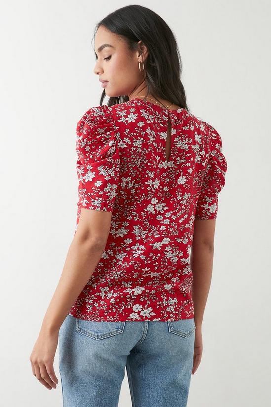 Dorothy Perkins Red Floral Puff Sleeve Blouse 3