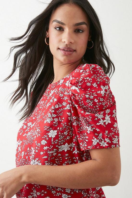 Dorothy Perkins Red Floral Puff Sleeve Blouse 4
