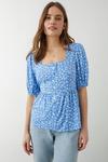 Dorothy Perkins Milly Blue Floral Square Neck Blouse thumbnail 2
