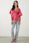 Dorothy Perkins Pink Floral Tie Back Wrap Blouse thumbnail 1