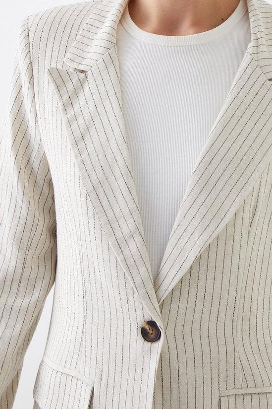 Dorothy Perkins Tall Stripe Linen Blend Single Breasted Blazer 2