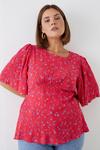 Dorothy Perkins Curve Red Floral Crinkle Angel Sleeve Blouse thumbnail 2