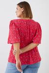 Dorothy Perkins Curve Red Floral Crinkle Angel Sleeve Blouse thumbnail 3