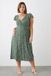Dorothy Perkins Curve Khaki Spot Crinkle Shirred Waist Midi Dress thumbnail 1