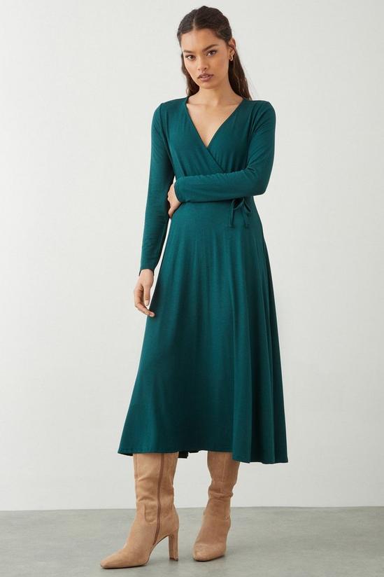 Dorothy Perkins Petite Dark Green Wrap Midi Dress 2