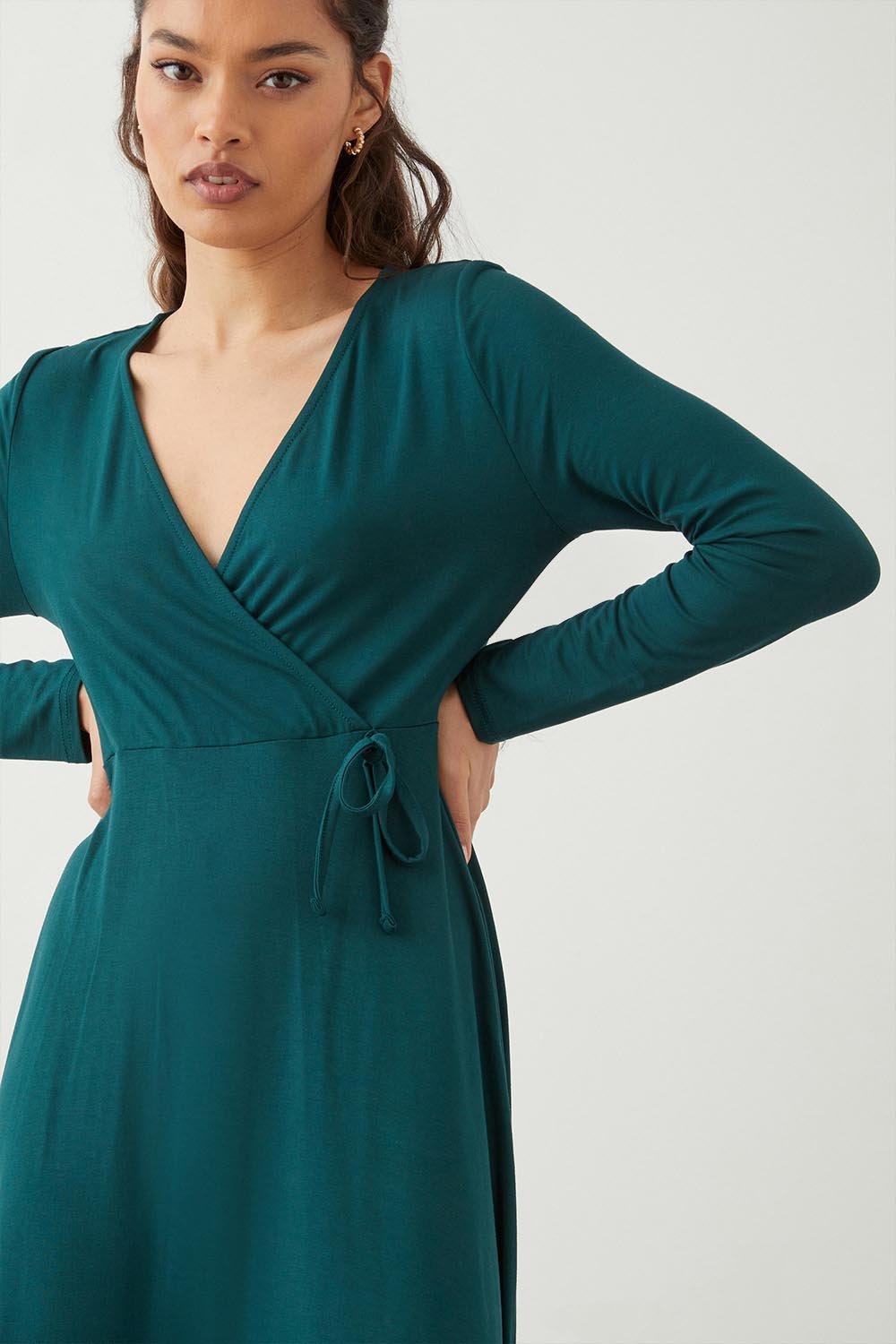 Dorothy perkins green wrap dress sale