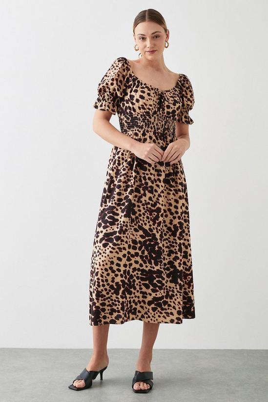 Dorothy Perkins Animal Printed Shirred Waist Midi Dress 1