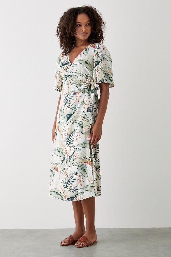 Dorothy Perkins Ivory Palm Print Wrap Midi Dress 1