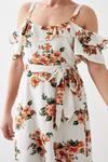 Dorothy Perkins Ivory Floral Cold Shoulder Midi Dress thumbnail 2