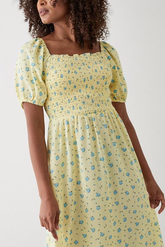 Dorothy Perkins Yellow Ditsy Floral Shirred Midi Dress 2