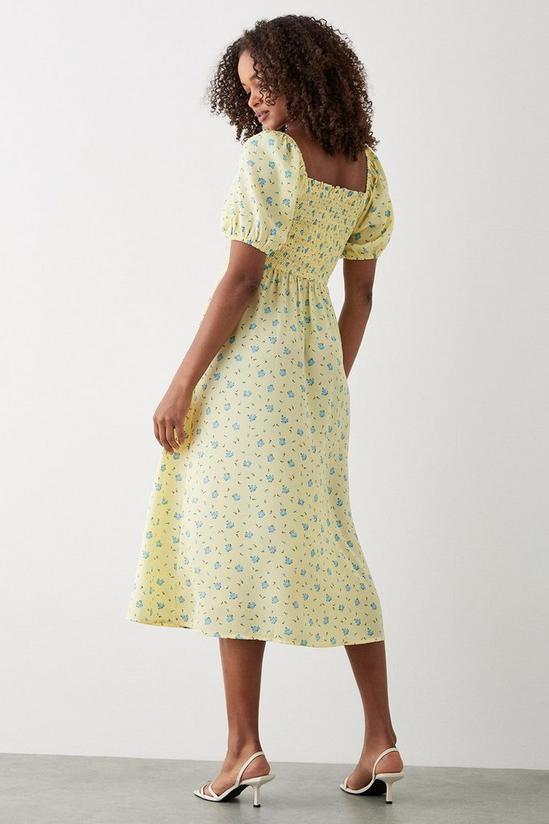 Dorothy Perkins Yellow Ditsy Floral Shirred Midi Dress 3
