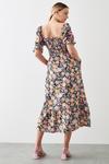 Dorothy Perkins Black Floral Shirred Midi Dress thumbnail 3