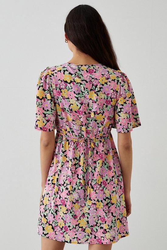 Dorothy Perkins Pink Floral Flutter Sleeve Mini Dress 3