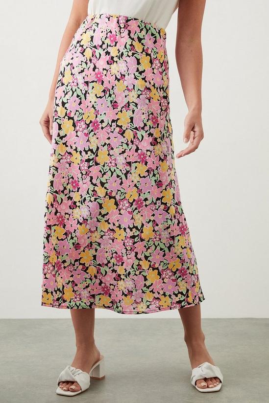 Dorothy Perkins Pink Floral Bias Cut Midi Skirt 2