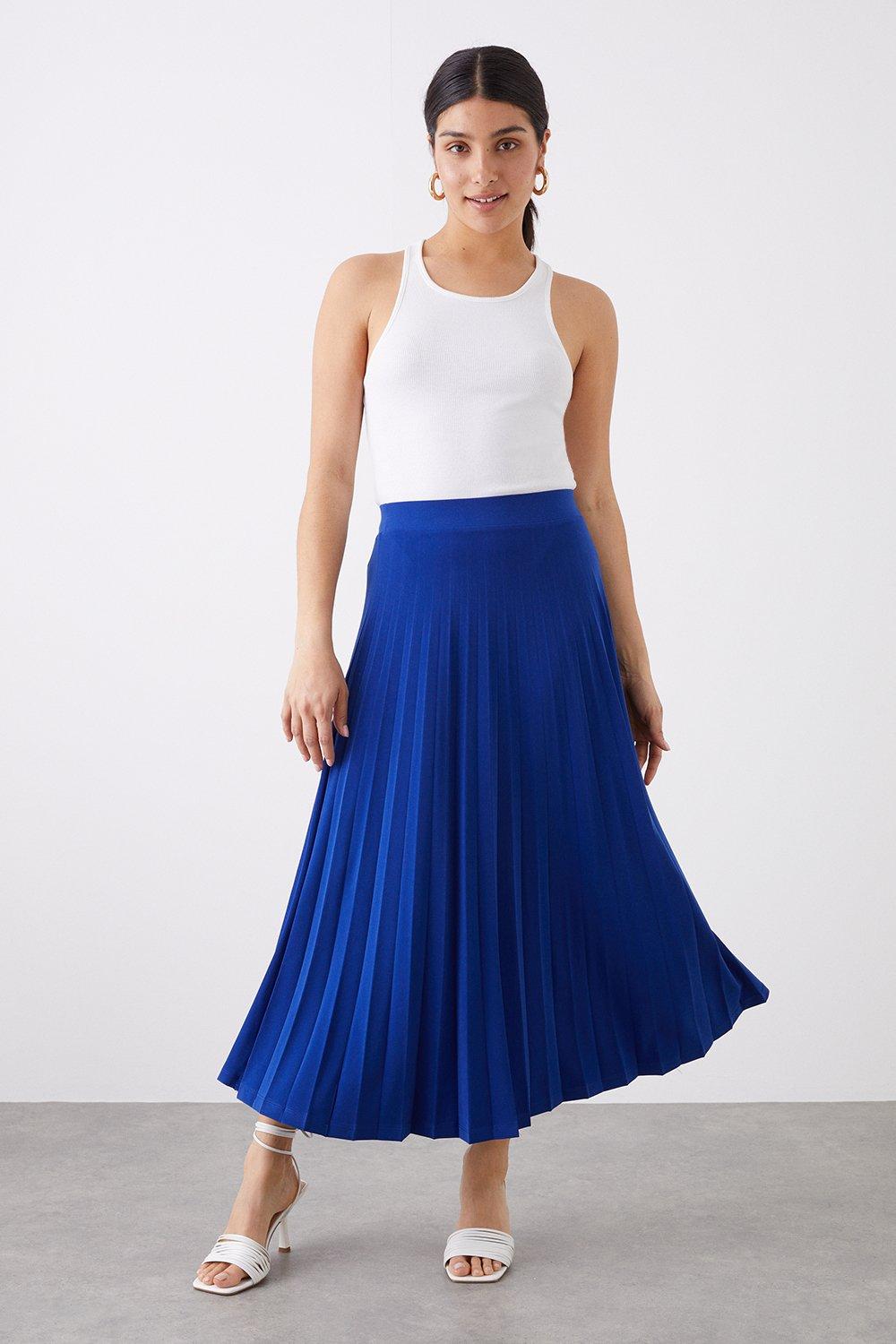 Women’s Pleated Midi Skirt - cobalt - 10