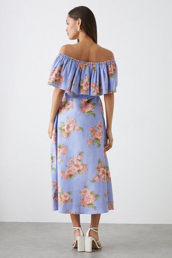 Dorothy Perkins Petite Blue Floral Bardot Midi Dress 3