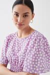 Dorothy Perkins Petite Lilac Spot Flutter Sleeve Shirred Waist Midi Dress thumbnail 2