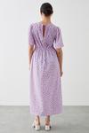 Dorothy Perkins Petite Lilac Spot Flutter Sleeve Shirred Waist Midi Dress thumbnail 3