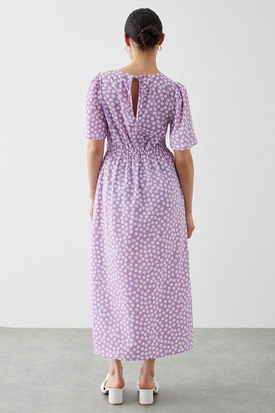Dorothy Perkins Petite Lilac Spot Flutter Sleeve Shirred Waist Midi Dress 3